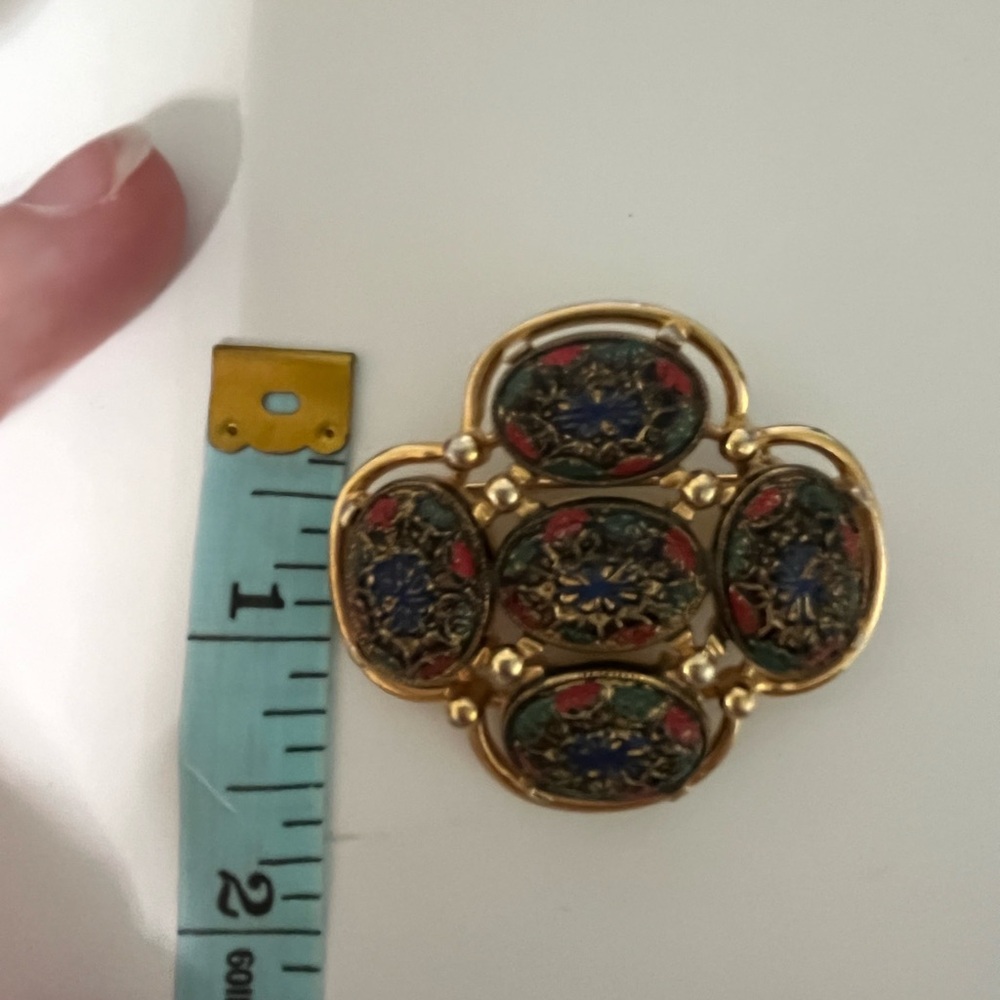 Vintage Sarah Coventry Gold Multicolor Brooch - Picture 5 of 5